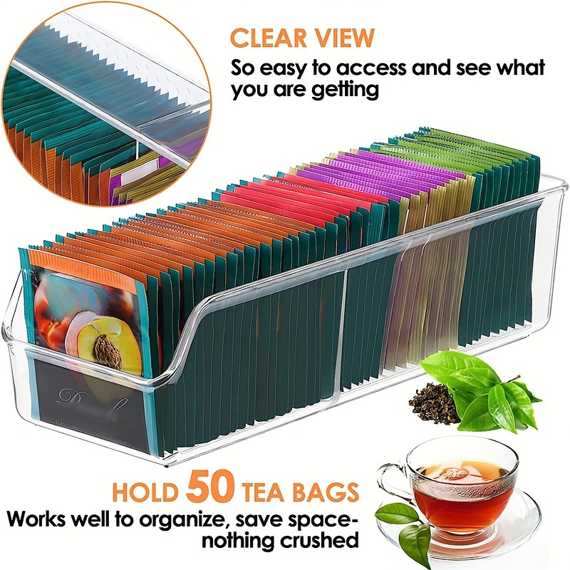 Coffee Tea Sugar Canister Set - 1pc Clear Tea Bag Organizer Box