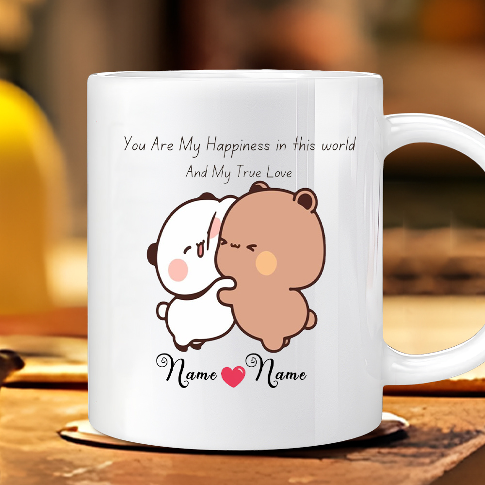 Coffee Or Tea Please - Personalized Romantic Couple Mug, Custom Bear