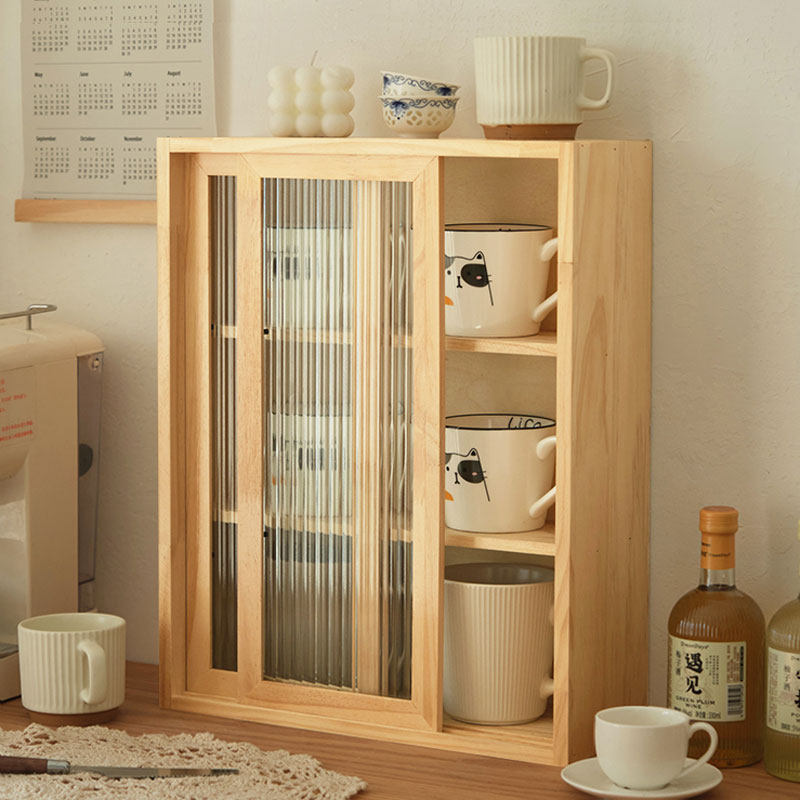 Coffee Tea Display - Solid Wood Desktop Storage Box Dustproof