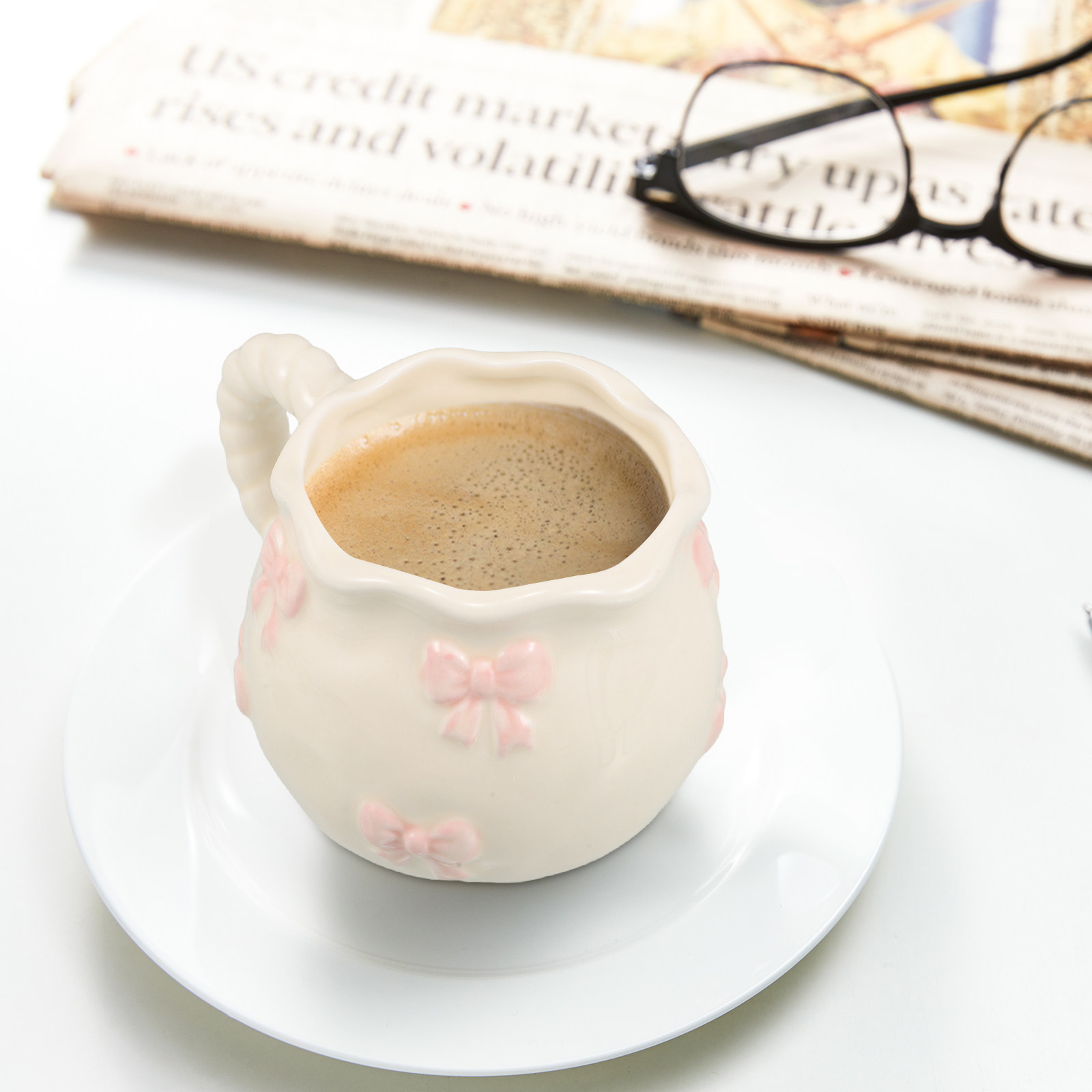 Unique 3D Bowknot Ceramic Mug  - Morning Tea Coffee recension och pris