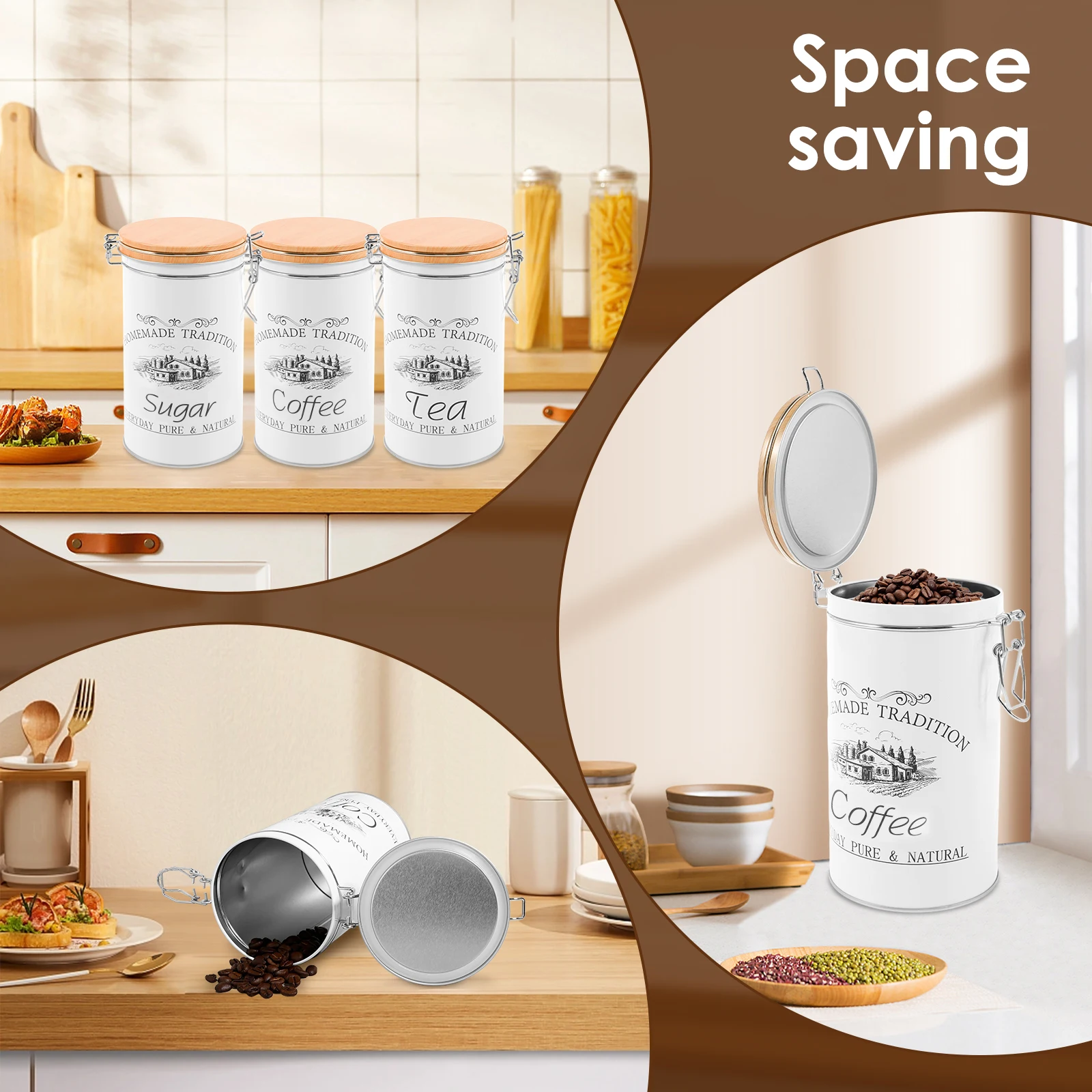 3Pcs/Set Tea Coffee Sugar Cani - Coffee Tea Sugar Canister Set recension och pris
