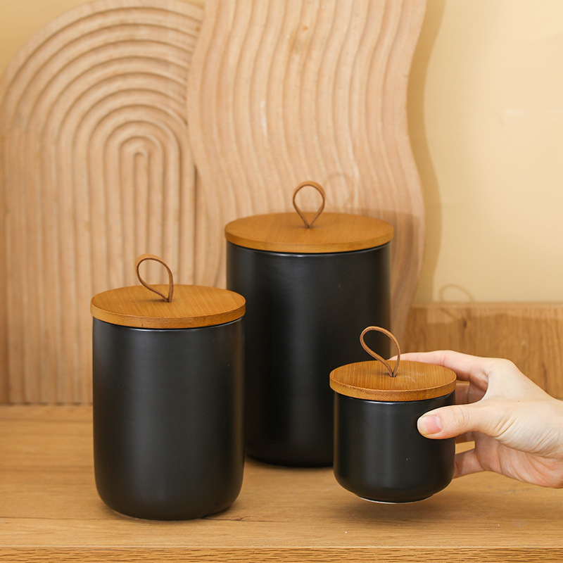 Nordic Ceramic Storage Jar Mat - Coffee Tea Sugar Canister Set recension och pris