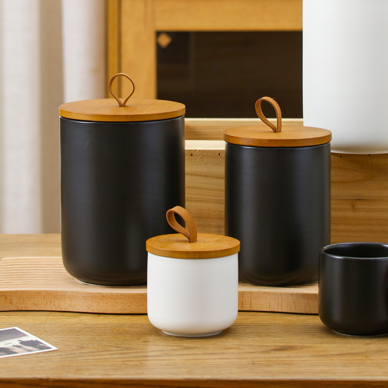 Nordic Ceramic Storage Jar Mat - Coffee Tea Sugar Canister Set recension och pris