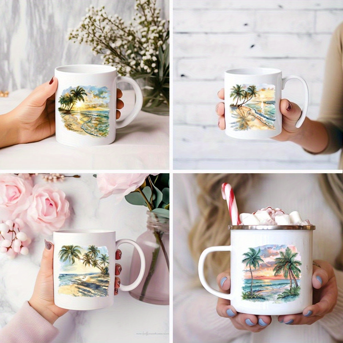 24Pcs/Set Summer Tropical Beac - Coffee Tea Paper Cups recension och pris