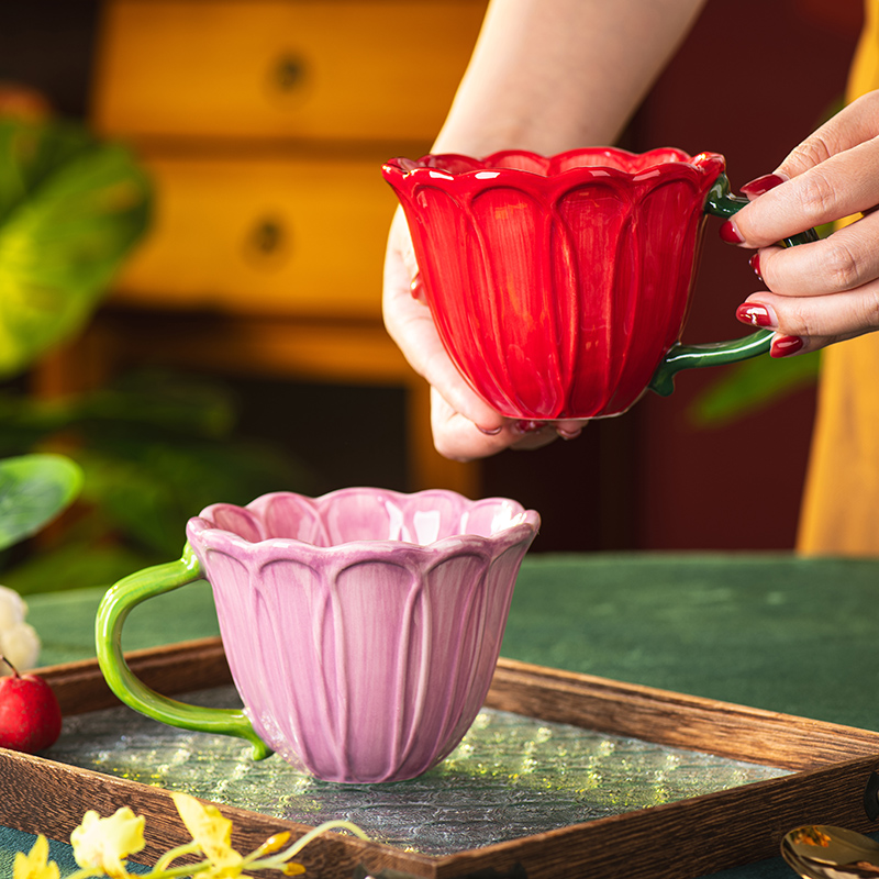 Floral Ceramic Mugs Set Couple - Morning Tea Coffee recension och pris