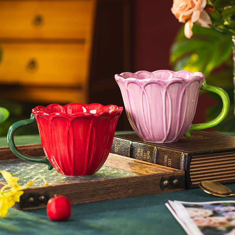 Floral Ceramic Mugs Set Couple - Morning Tea Coffee recension och pris