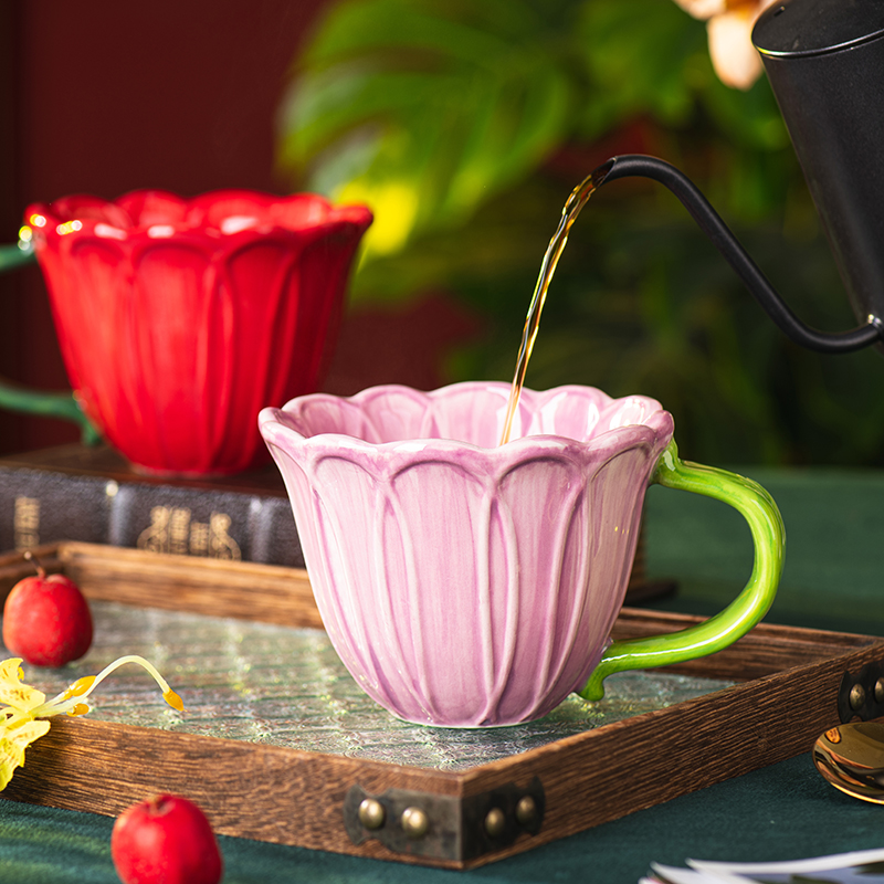 Floral Ceramic Mugs Set Couple - Morning Tea Coffee recension och pris